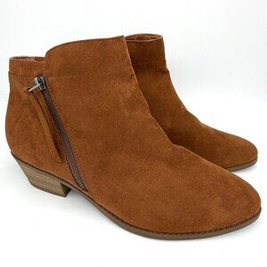 Torrid Cognac Brown Faux Suede Ankle Boots - Size 11WW